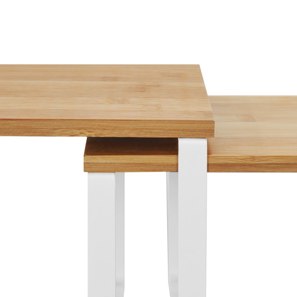 Songmics Σετ με 2 Ξύλινα Ράφια για τον Πάγκο - Natural / White - KCS02NW