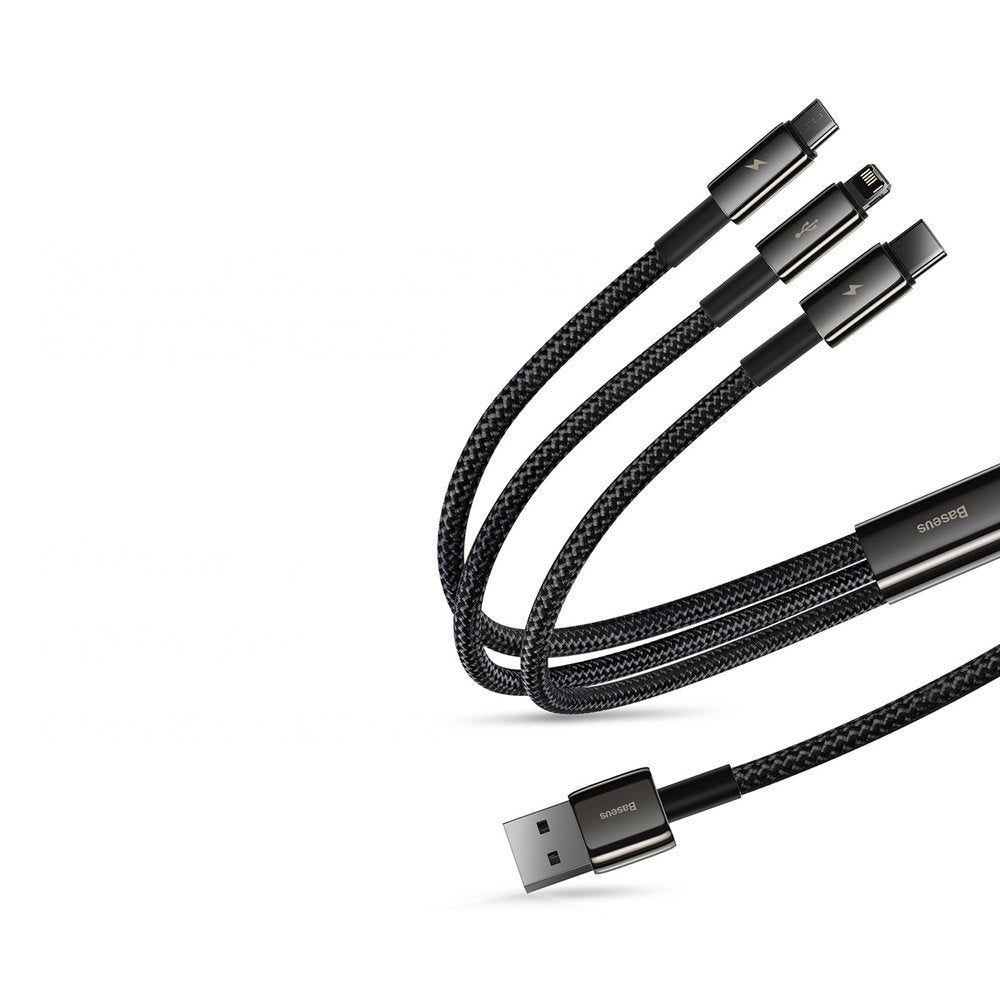 Baseus Tungsten Gold 3in1 Καλώδιο Φόρτισης 3.5A 1.5m - Micro USB / Lightning / Type - C - Black - CAMLTWJ - 01