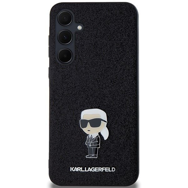 Karl Lagerfeld Samsung Galaxy A55 5G - Fixed Glitter Ikonik Logo Metal Pin - Σκληρή Θήκη με Πλαίσιο Σιλικόνης - Black - KLHCSA55GKNPSK
