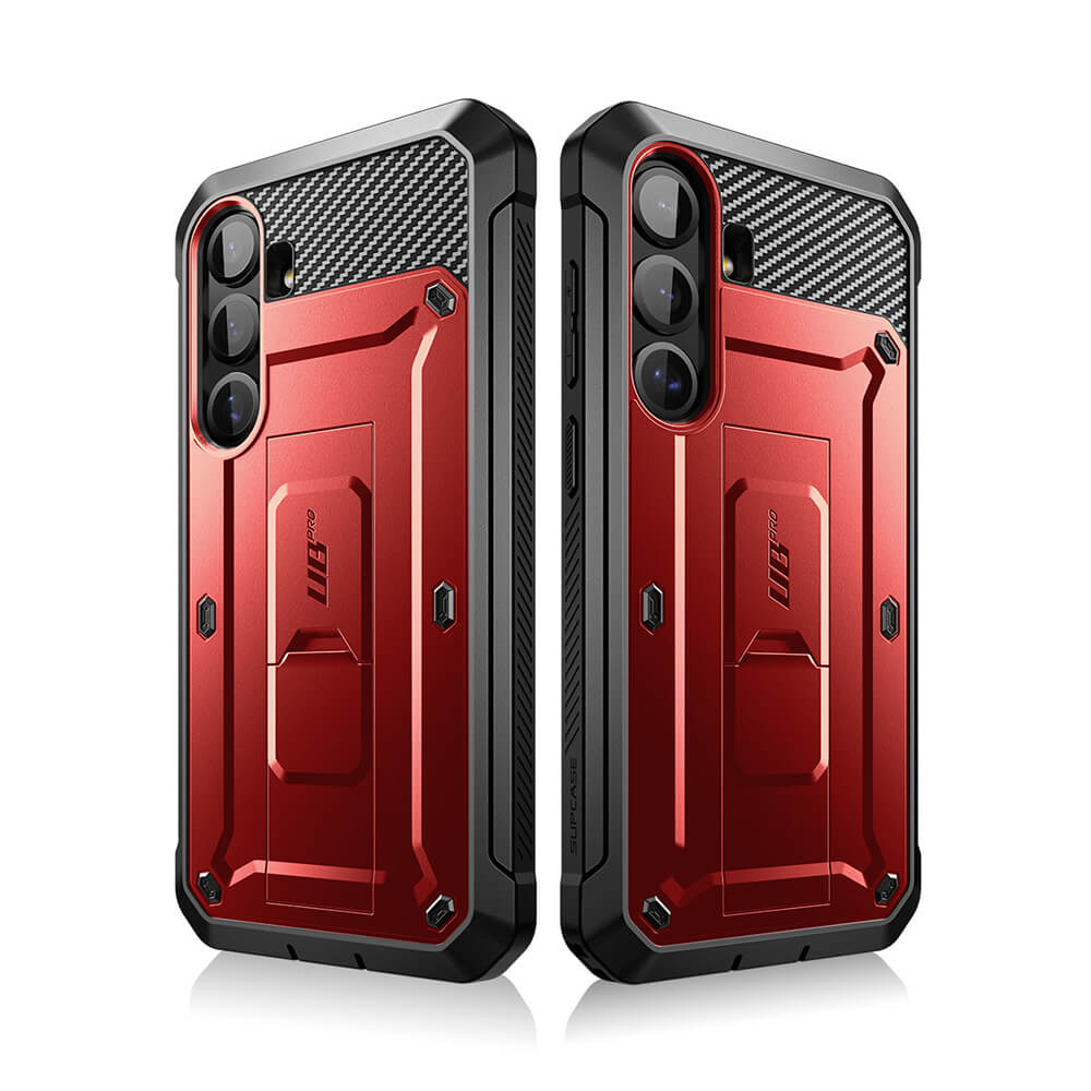 Supcase Samsung Galaxy S25 Plus Unicorn Beetle Pro Σκληρή Θήκη με Προστασία Οθόνης και Stand - Metallic Red