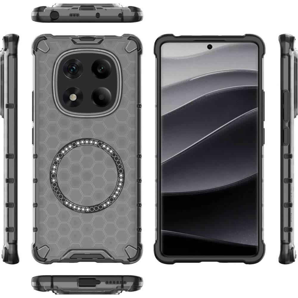 Techsuit Xiaomi Redmi Note 14 Pro 4G Honeycomb Shield MagSafe Σκληρή Θήκη με Πλαίσιο Σιλικόνης - Black