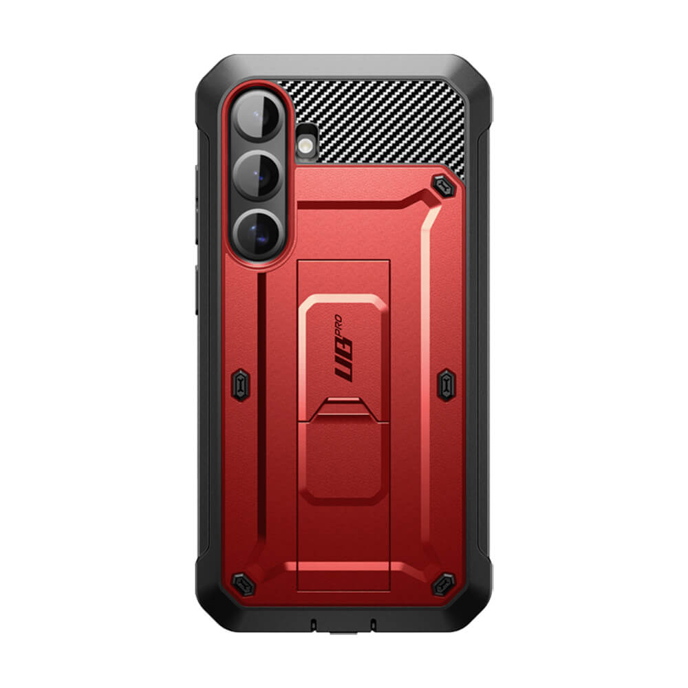 Supcase Samsung Galaxy S25 Unicorn Beetle Pro Σκληρή Θήκη με Προστασία Οθόνης και Stand - Metallic Red