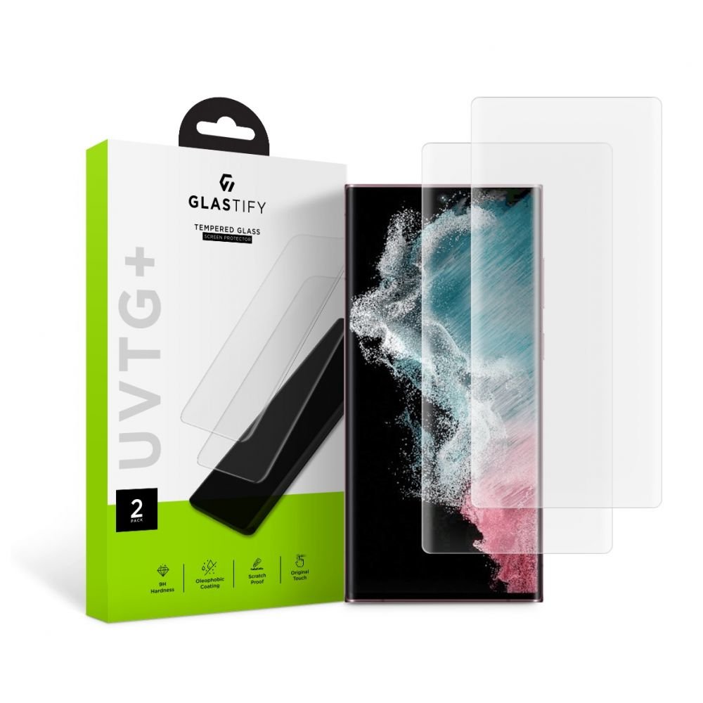 Glastify Samsung Galaxy S22 Ultra UVTG+ 0.28mm 2.5D 9H Tempered Glass Αντιχαρακτικό Γυαλί Οθόνης - 2 Τεμάχια - Clear