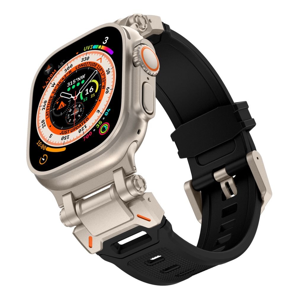 Tech - Protect Λουράκι Apple Watch 8/9/10/11 - SE (1/2/3) - Ultra (1/2/3) – 44/45/46/49mm Delta Pro Λαστιχένιο - Black / Titanium
