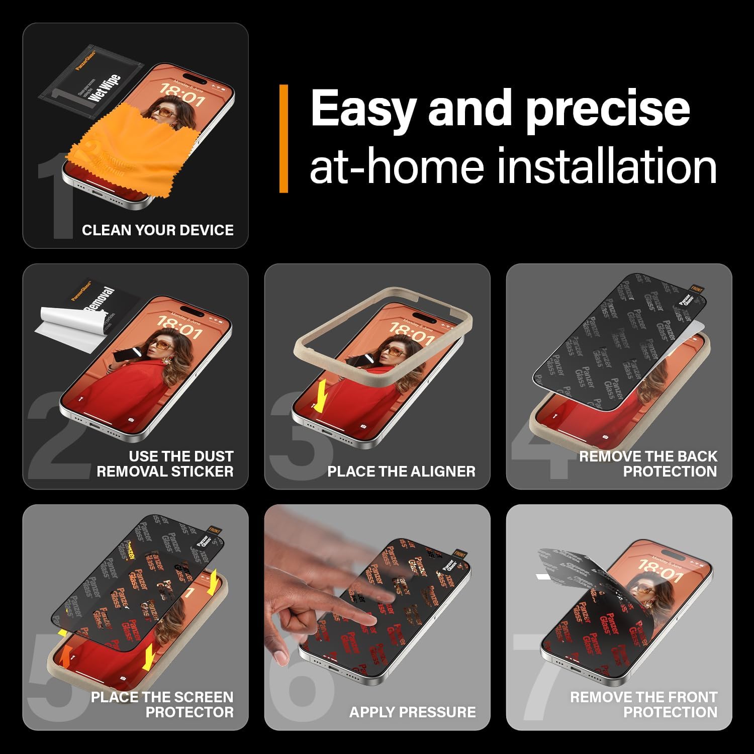 PanzerGlass iPhone 15 Pro Ultra - Wide Fit Easy Aligner Privacy Full Screen Αντιχαρακτικό Γυαλί Οθόνης - Black