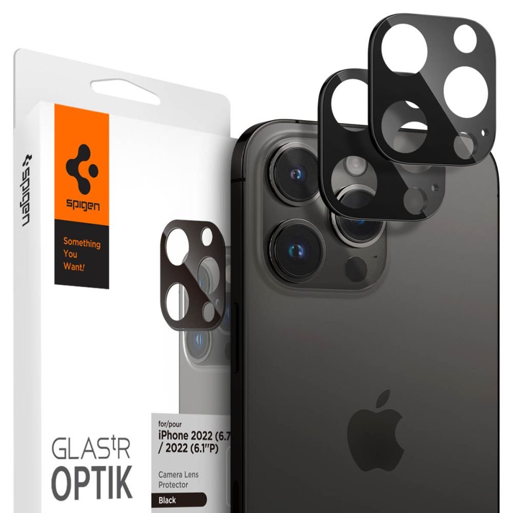 Spigen iPhone 14 Pro / 14 Pro Max / 15 Pro / 15 Pro Max / 16 Pro / 16 Pro Max Aparatu Optik.TR Αντιχαρακτικό Γυαλί για την Κάμερα - 2 Τεμάχια - Black