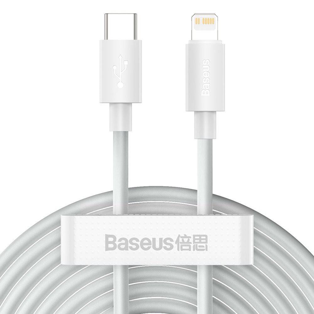 Baseus Simple Wisdom PD 20W - Καλώδιο Δεδομένων και Φόρτισης Type - C to Lightning 1,5M - 2 Τεμάχια - White - TZCATLZJ - 02