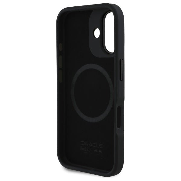 Red Bull iPhone 16 Plus - Leather Red Ring - MagSafe Σκληρή Θήκη με Επένδυση Συνθετικού Δέρματος και Πλαίσιο Σιλικόνης - Navy - RBHMP16M24PUILVR