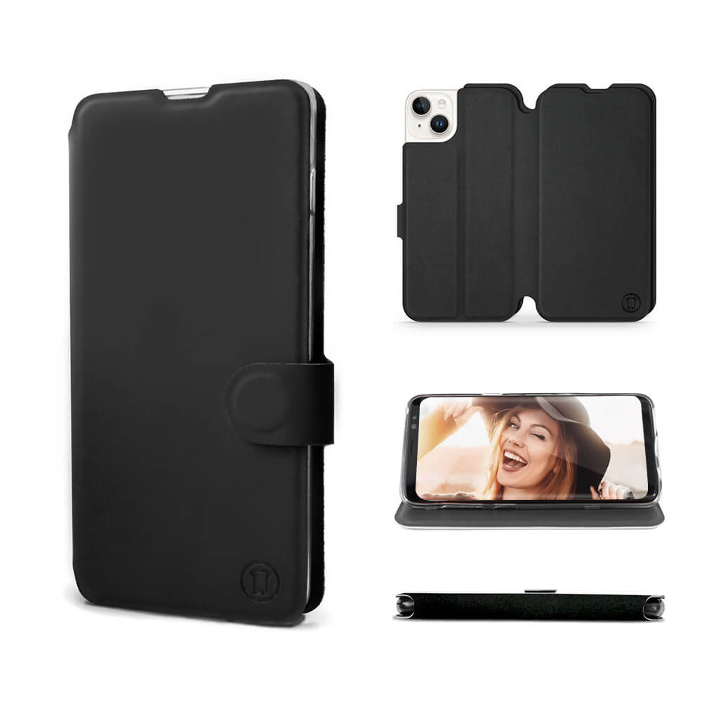 Mobiwear iPhone 14 Plus Θήκη Βιβλίο Slim Flip - Μαύρη - S_BLB