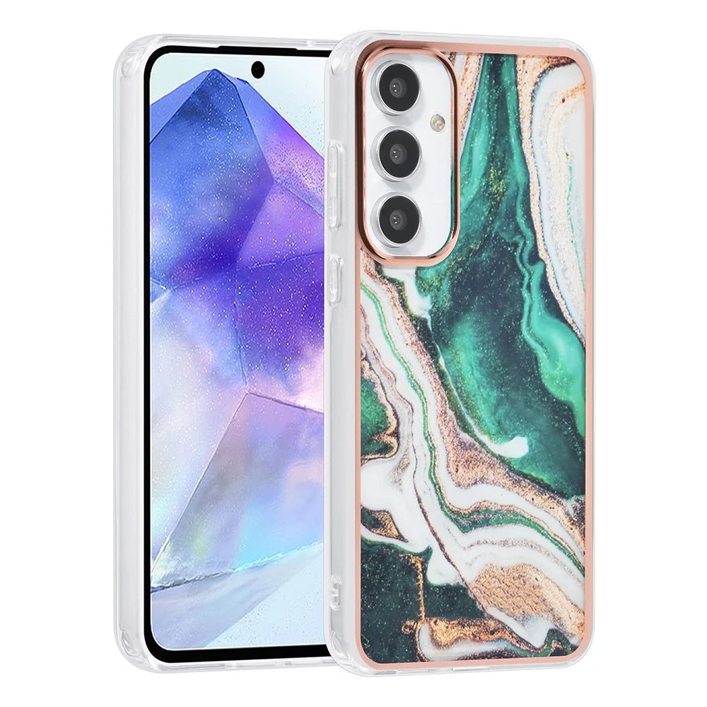 Tuniq Samsung Galaxy A55 5G - Σκληρή Θήκη με Πλαίσιο Σιλικόνης - Σχέδιο Μάρμαρο - Πράσινη