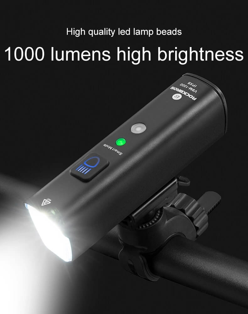 Rockbros V9M - 1000 Μπροστινό Φως Ποδηλάτου 1000lm - Black