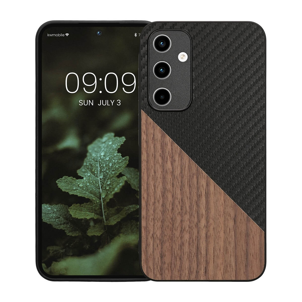 KW Samsung Galaxy A35 5G Θήκη από Φυσικό Ξύλο και Carbon - Dark Brown / Black