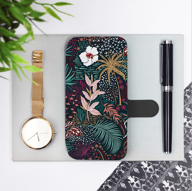 Mobiwear iPhone 12 Pro Θήκη Βιβλίο Slim Flip - Design Dark Floral - VP13S