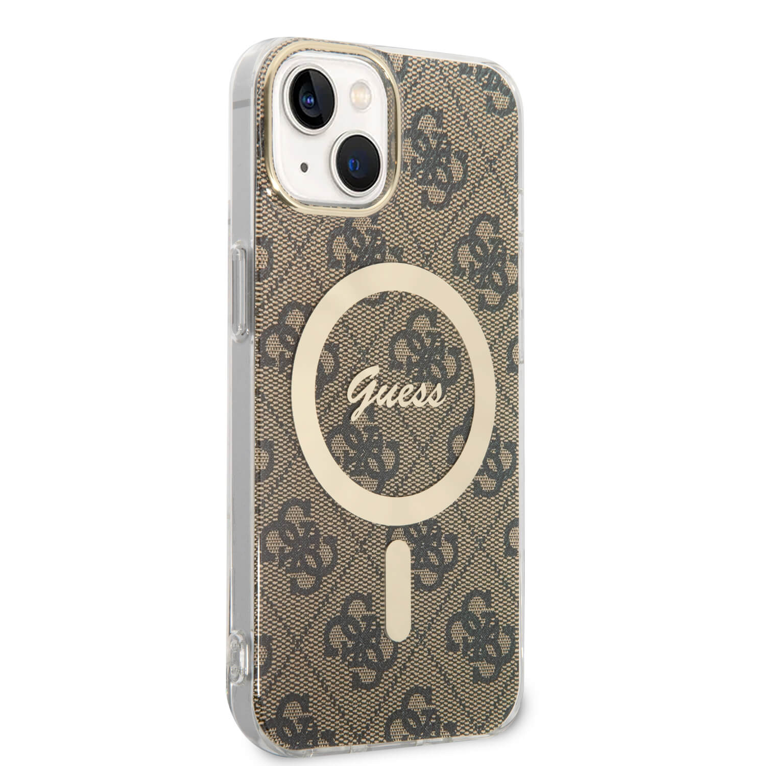 Guess iPhone 15 Plus / 14 Plus IML 4G MagSafe Σκληρή Θήκη με Πλαίσιο Σιλικόνης και MagSafe - Brown - GUHMP15MH4STW