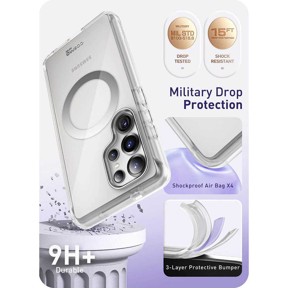 i - Blason Samsung Galaxy S25 Ultra Cosmo Mag Σκληρή Θήκη με Προστασία Οθόνης και Magsafe - Διάφανη