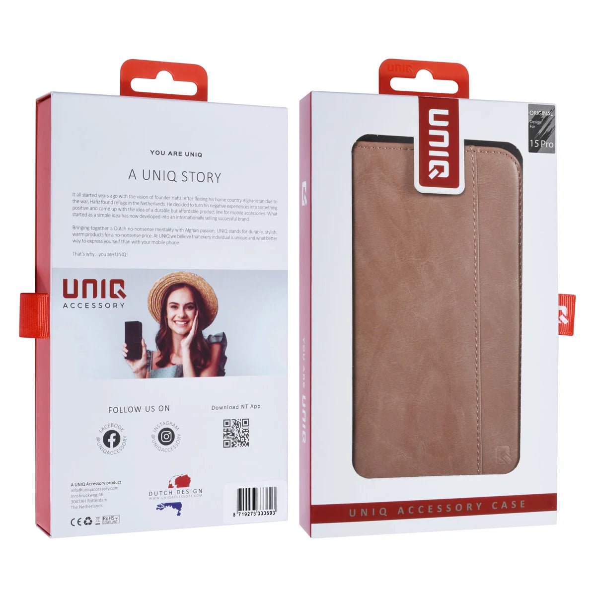 Tuniq iPhone 15 Pro - Θήκη Πορτοφόλι από Δερματίνη με Stand - Ροζ