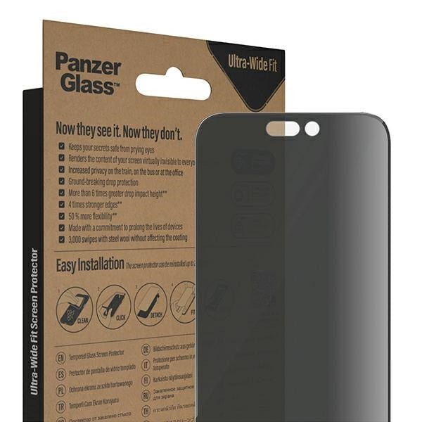 PanzerGlass iPhone 14 Pro Max Ultra - Wide Fit Privacy Antibacterial Easy Aligner Full Screen Αντιχαρακτικό Γυαλί Οθόνης - Black