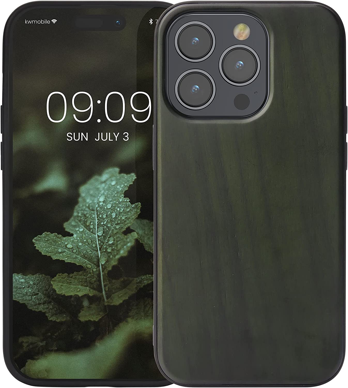 KW iPhone 14 Pro Θήκη από Φυσικό Ξύλο - Dark Green - 59122.80