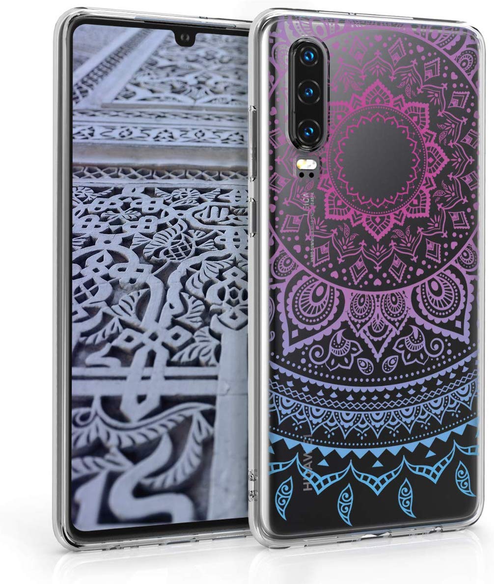 KW Huawei P30 Θήκη Σιλικόνης Design Indian Sun - Διάφανη / Blue / Dark Pink - 47412.03