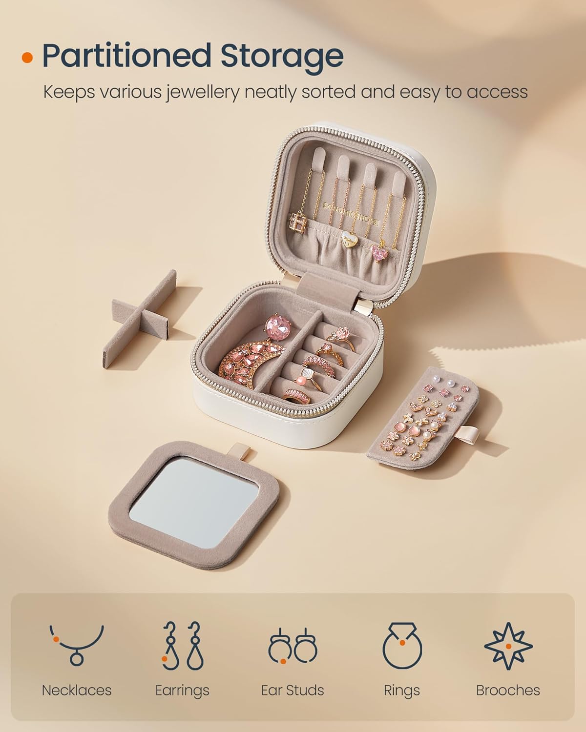 Songmics Κοσμηματοθήκη Ταξιδίου - Cloud White - JBC179W01