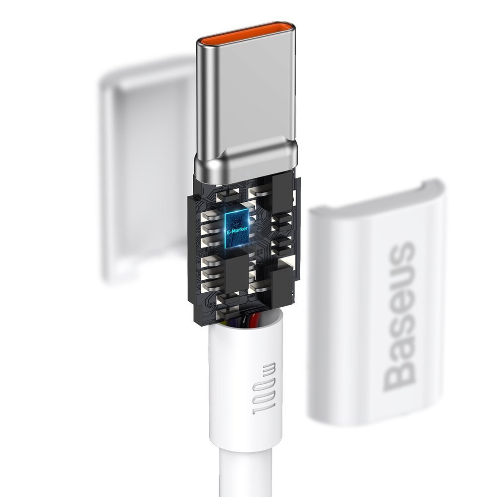 Baseus Superior Cable Type - C 5A PD 100W - Καλώδιο Γρήγορης Φόρτισης Type - C to Type - C 1M - White - CATYS - B02
