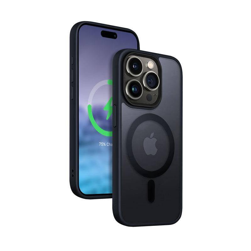 Crong iPhone 15 Pro Max Hybrid Frost Mag - Σκληρή Θήκη με Πλαίσιο Σιλικόνης και MagSafe - Navy Blue