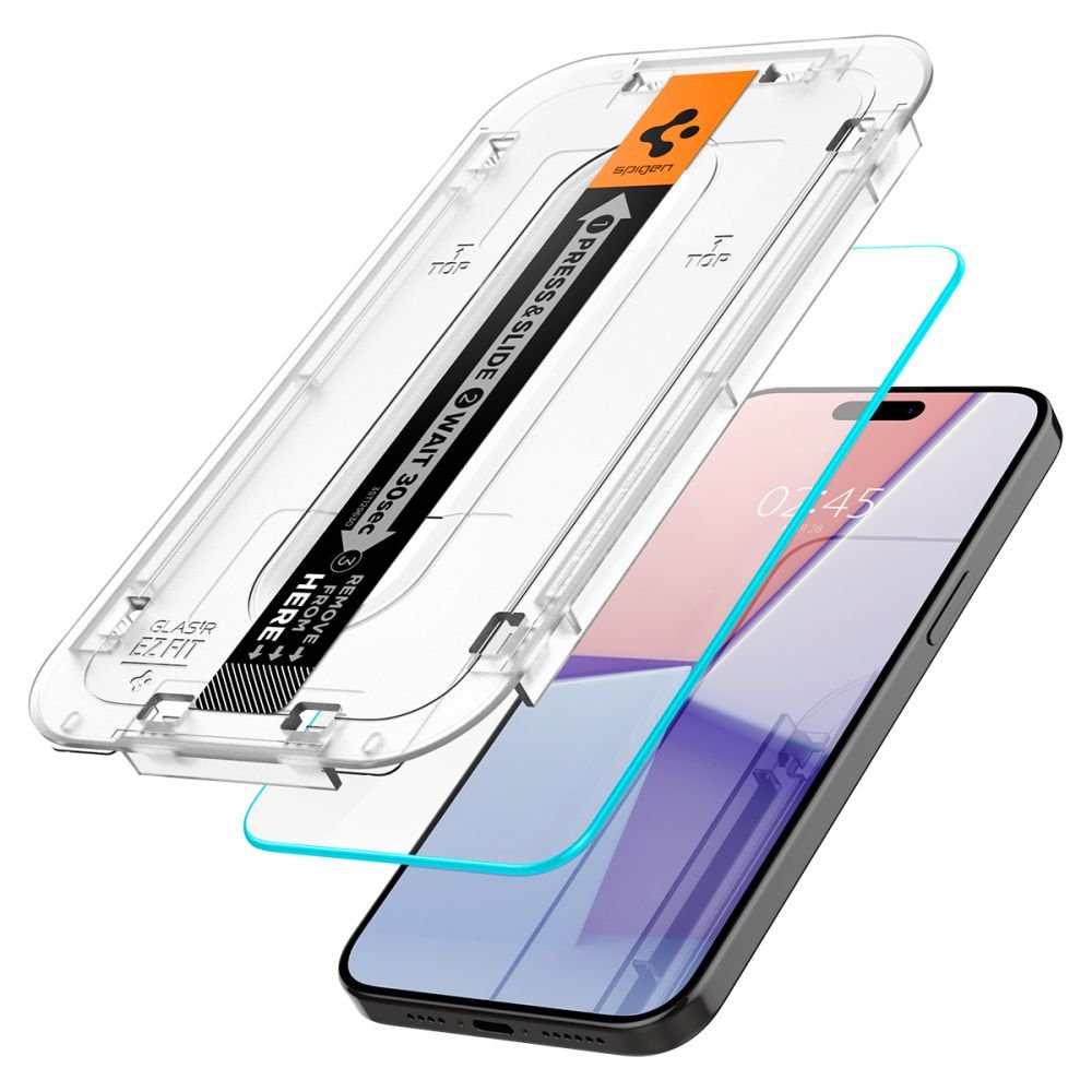 Spigen iPhone 15 Pro Glas.TR EZ Fit 0.2mm 2.5D 9H Tempered Glass Αντιχαρακτικό Γυαλί Οθόνης - Clear - AGL06898