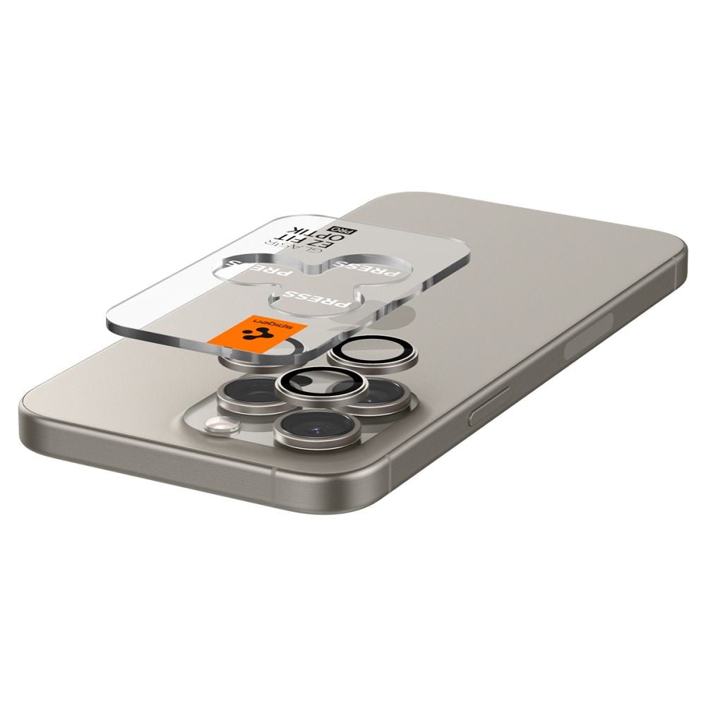 Spigen iPhone 14 Pro / 14 Pro Max / 15 Pro / 15 Pro Max / 16 Pro / 16 Pro Max Optik.TR EZ Fit Αντιχαρακτικό Γυαλί για την Κάμερα - 2 Τεμάχια - Natural Titanium
