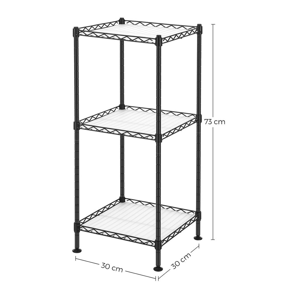 Songmics Μεταλλική Ραφιέρα με 3 Πλαστικά Ράφια - 30 x 30 x 73 cm - Black - LGR103B01