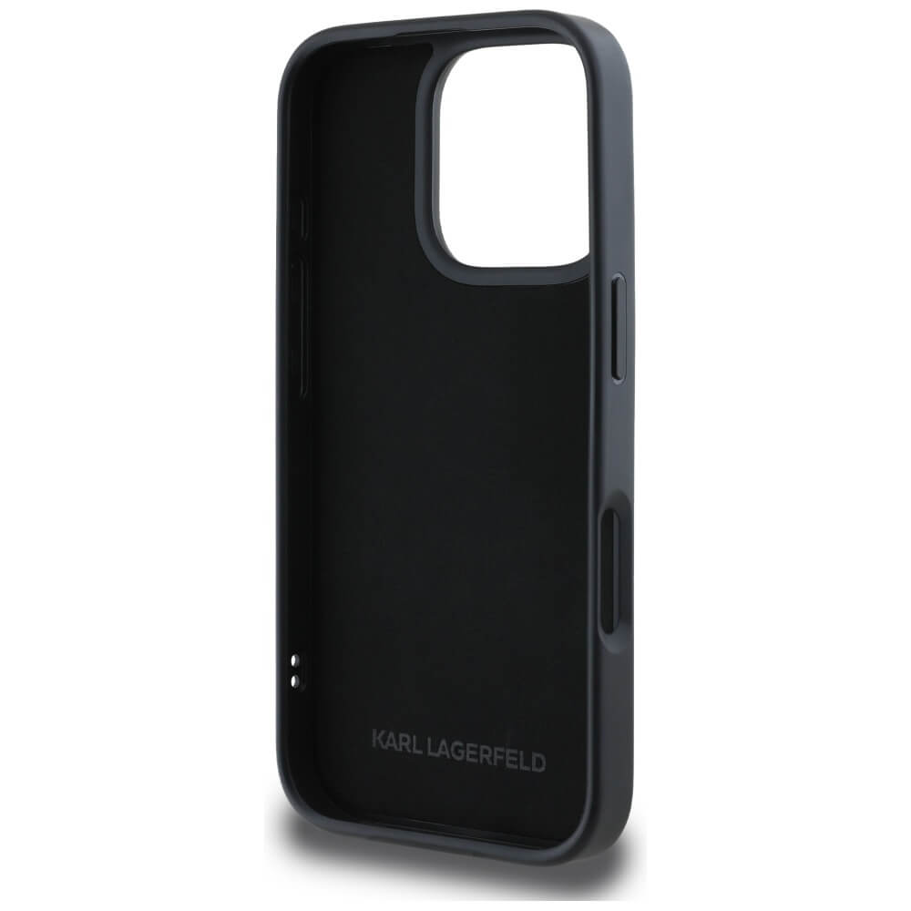 Karl Lagerfeld iPhone 16 Pro - HC 3D Rubber Double Heads - Σκληρή Θήκη με Πλαίσιο Σιλικόνης - Black - KLHCP16LRBCKCHLK
