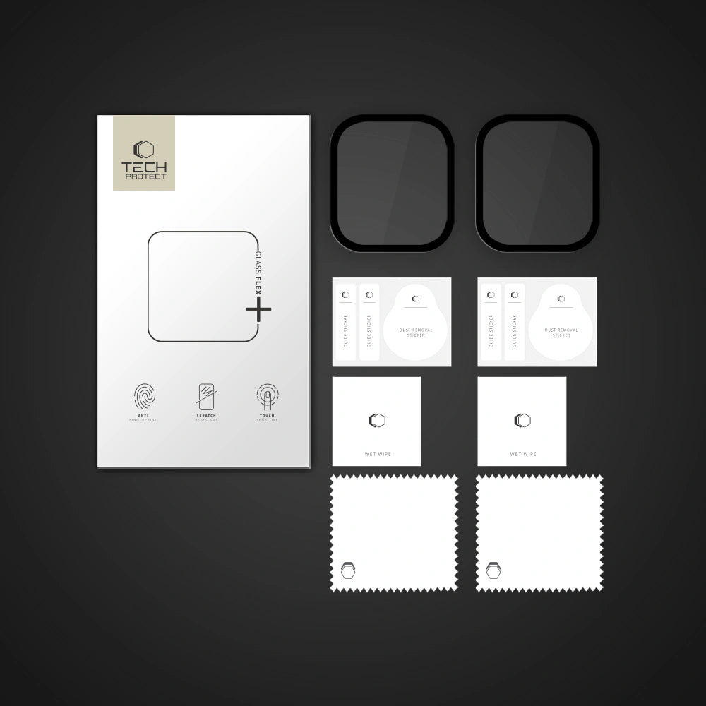 Tech - Protect Προστασία Οθόνης Apple Watch 10/11 - 46mm - Glass Flex+ Hybrid - 7H Αντιχαρακτικό Γυαλί Οθόνης - 2 Τεμάχια - Black