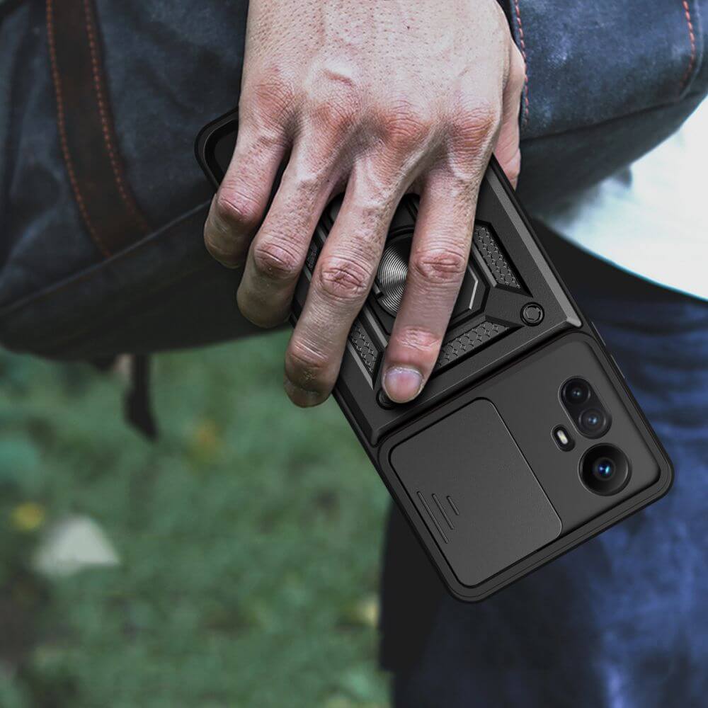Tech - Protect Xiaomi Redmi Note 12S Camshield Pro Σκληρή Θήκη με Πλαίσιο Σιλικόνης και Δαχτυλίδι Συγκράτησης - Black