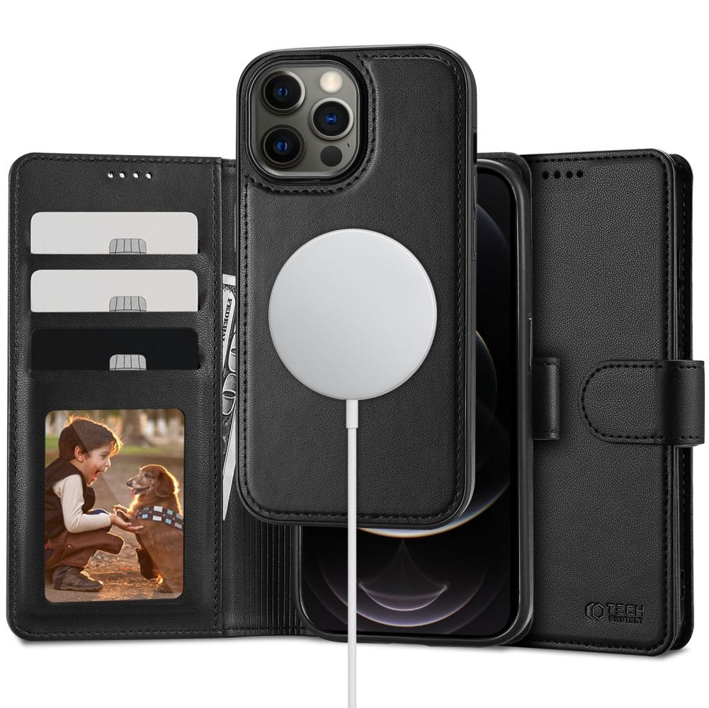 Tech - Protect iPhone 12 / iPhone 12 Pro Θήκη Πορτοφόλι Stand από Δερματίνη με Αποσπώμενη θήκη MagSafe - Black