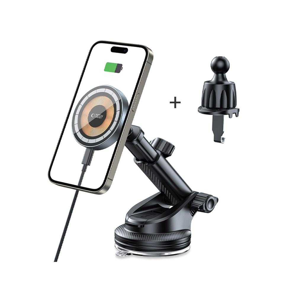 Tech - Protect MM15W - V5 Μαγνητική Βάση για το Ταμπλό και τον Αεραγωγό του Αυτοκινήτου με Ασύρματη Φόρτιση MagSafe 15W - Black