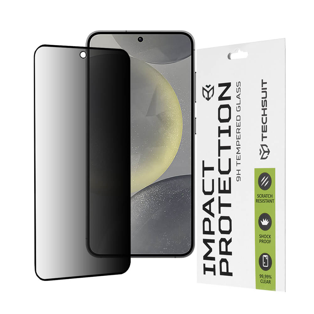 Techsuit Samsung Galaxy S24 / S25 9H 111D Privacy 0.33mm Full Screen Full Glue Tempered Glass Αντιχαρακτικό Γυαλί Οθόνης - Black