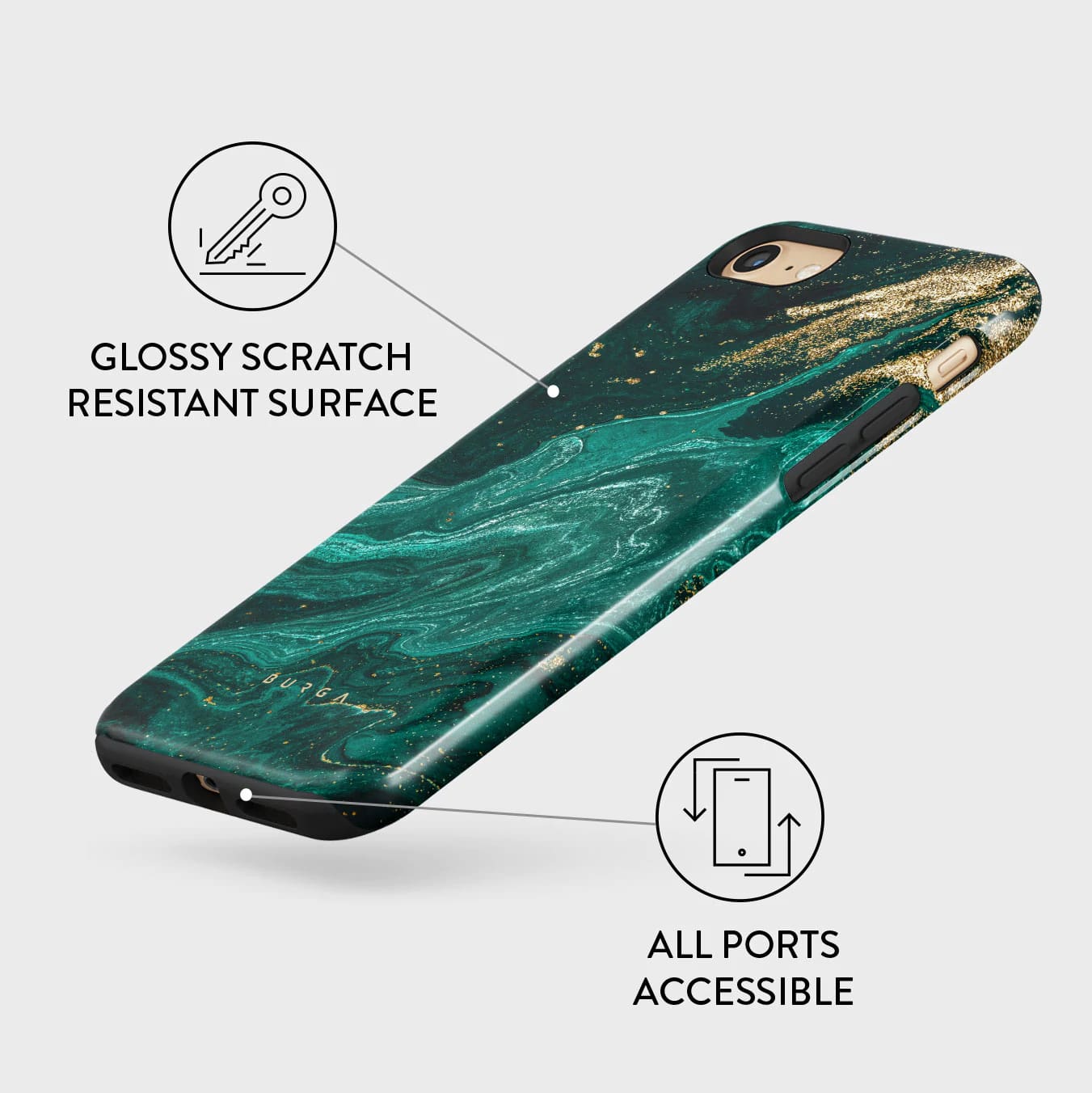 Burga iPhone SE 2022 / SE 2020 / 7 / 8 Fashion Tough Σκληρή Θήκη - Emerald Pool