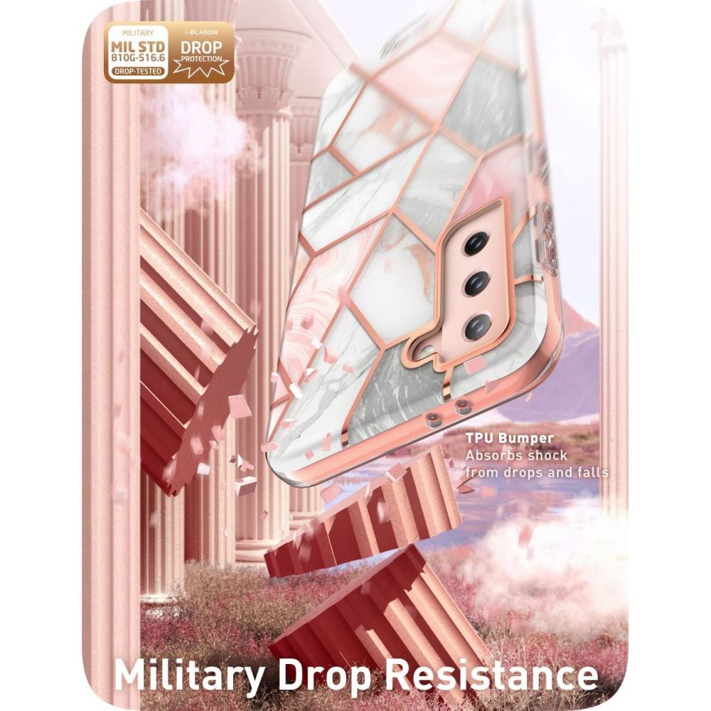 i - Blason Samsung Galaxy S22 Plus Cosmo Σκληρή Θήκη με Πλαίσιο Σιλικόνης και Προστασία Οθόνης - Marble