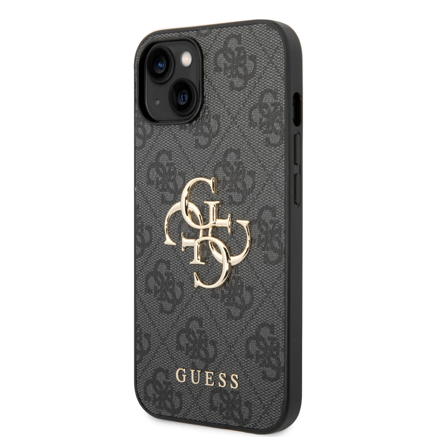 Guess iPhone 15 / 14 / 13 - 4G Big Metal Logo Θήκη με Επένδυση Συνθετικού Δέρματος - Black - GUHCP15S4GMGGR