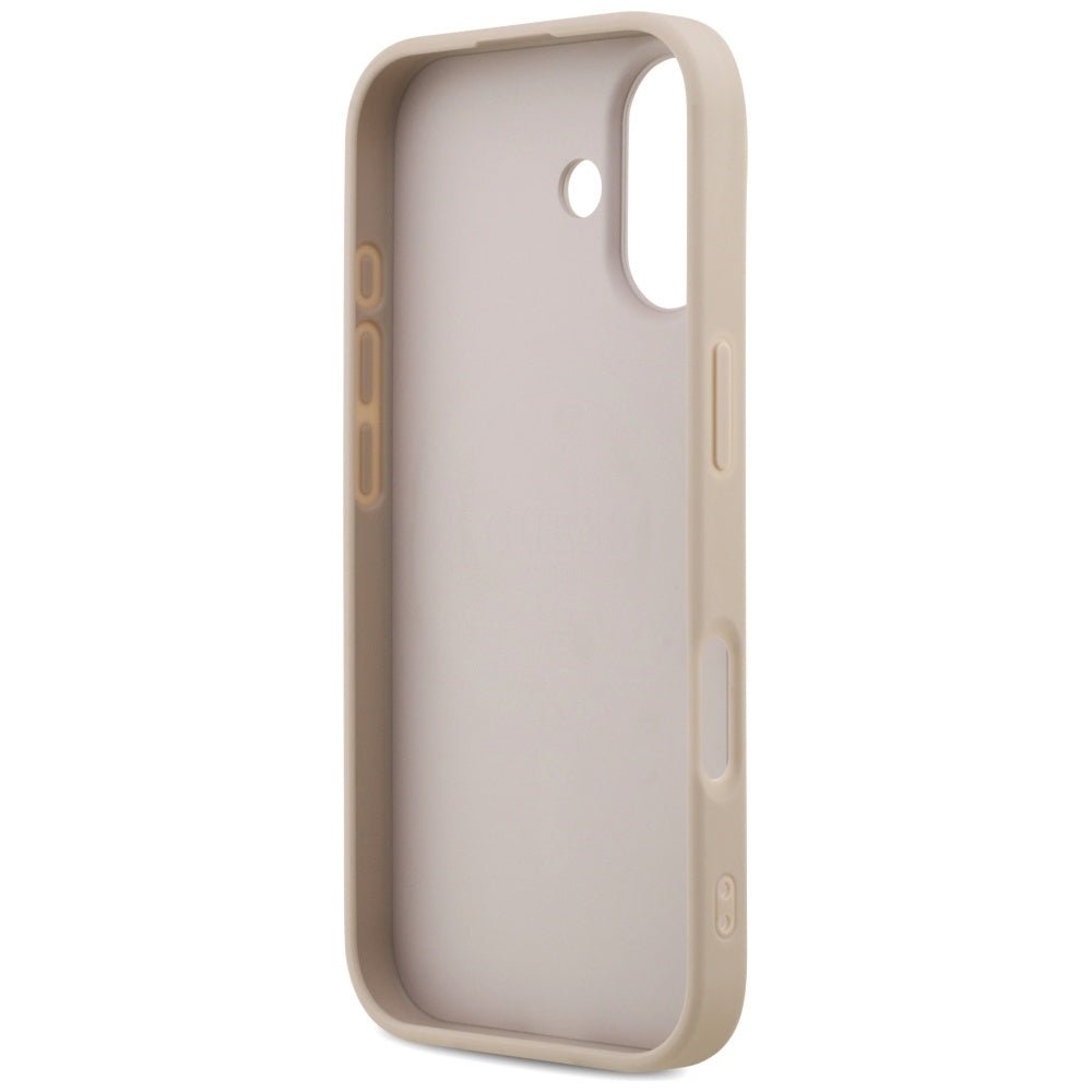Guess iPhone 17 - 4G Ring Classic Logo MagSafe - Σκληρή Θήκη με Πλαίσιο Σιλικόνης και Επένδυση Συνθετικού Δέρματος - Pink - GUHMP17SG4GFRP