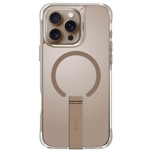 Uniq iPhone 16 Pro Eleva MagSafe Σκληρή Θήκη με Πλαίσιο Σιλικόνης και Stand - Taupe Gold