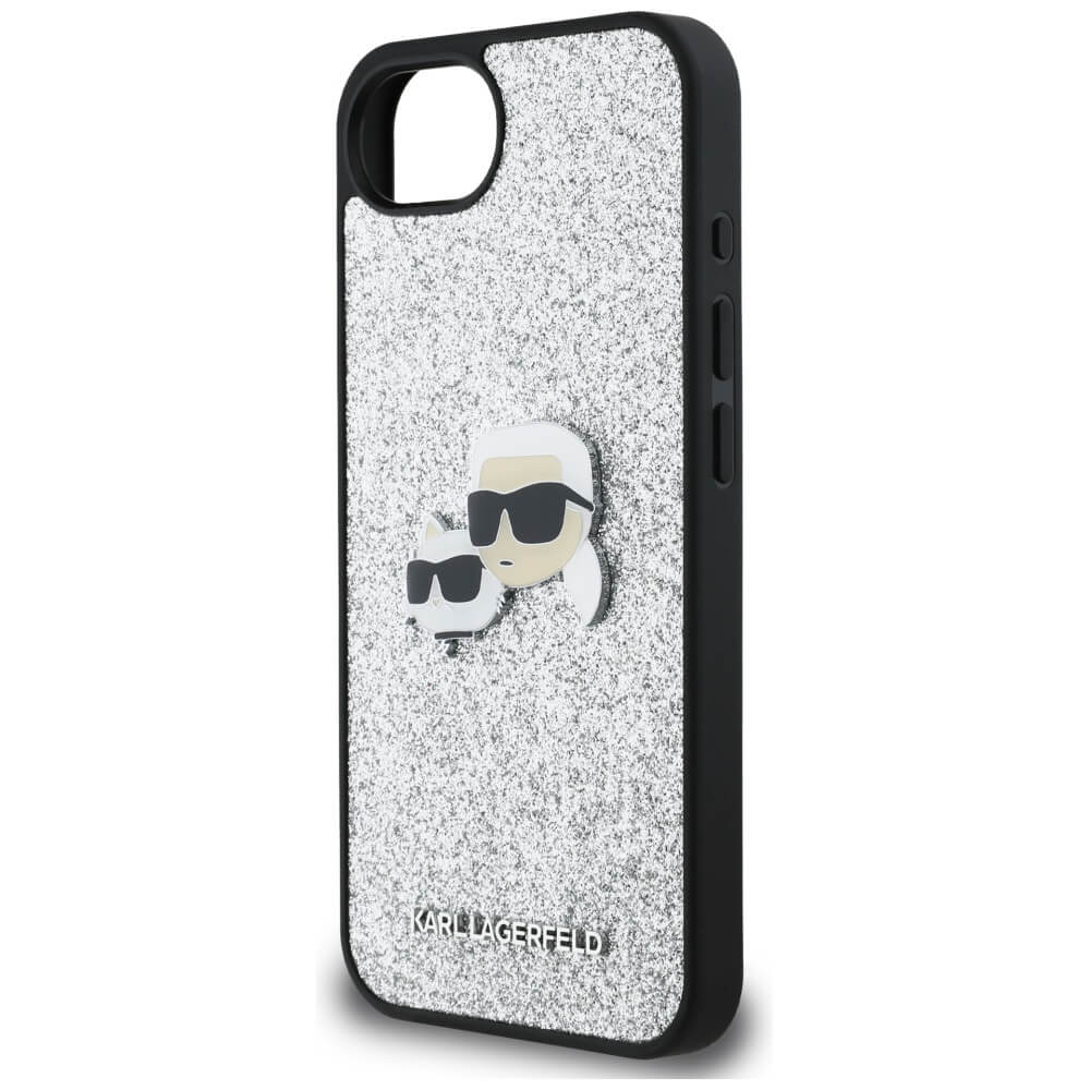 Karl Lagerfeld iPhone 16e - Fixed Glitter Ikonik Metal Pin - Σκληρή Θήκη με Πλαίσιο Σιλικόνης - Silver - KLHCPSE4PFGKCPS