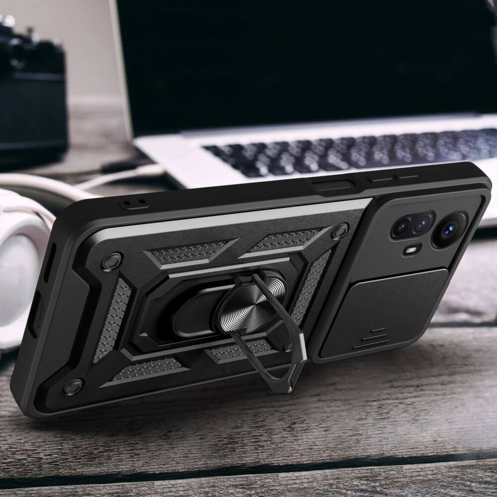 Tech - Protect Xiaomi Redmi Note 12S Camshield Pro Σκληρή Θήκη με Πλαίσιο Σιλικόνης και Δαχτυλίδι Συγκράτησης - Black