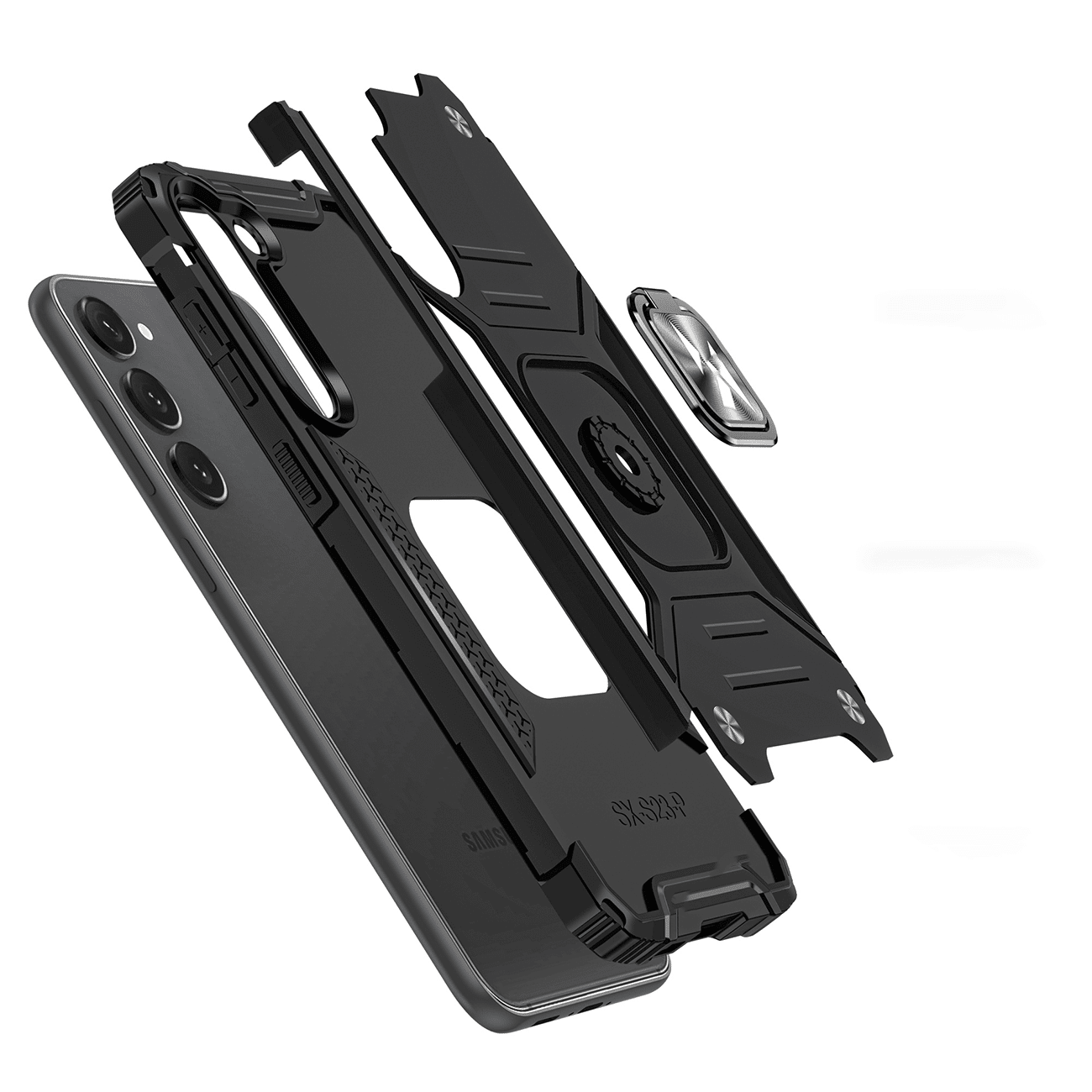 Wozinsky Samsung Galaxy S23 Ring Armor Σκληρή Θήκη με Πλαίσιο Σιλικόνης και Δαχτυλίδι Συγκράτησης - Black