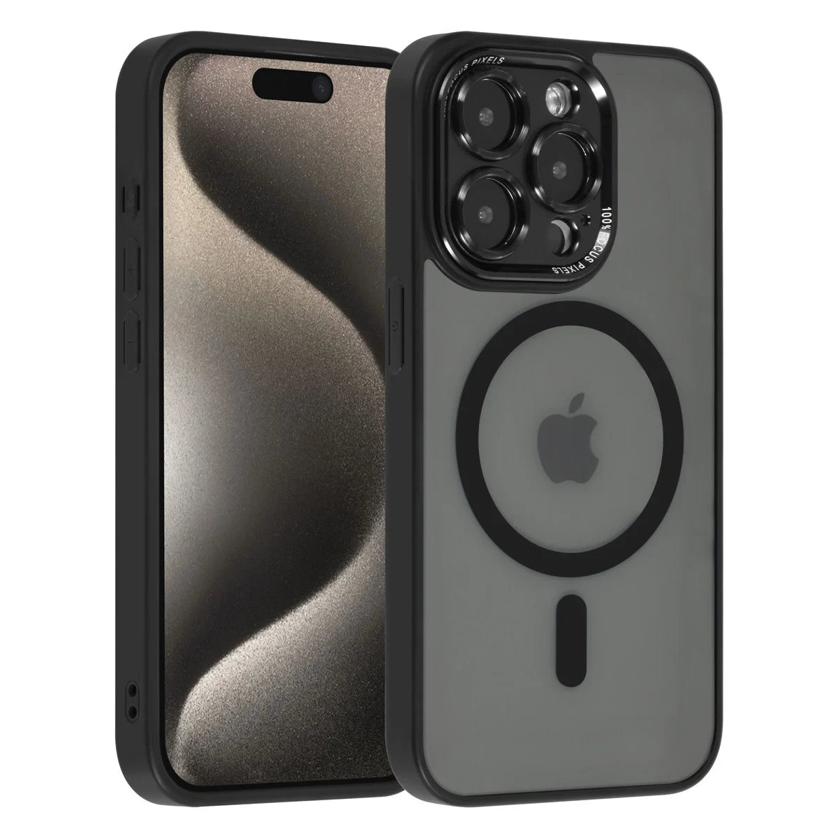 Tuniq iPhone 15 Pro - MagSafe Σκληρή Θήκη με Πλαίσιο Σιλικόνης - Μαύρο Ματ