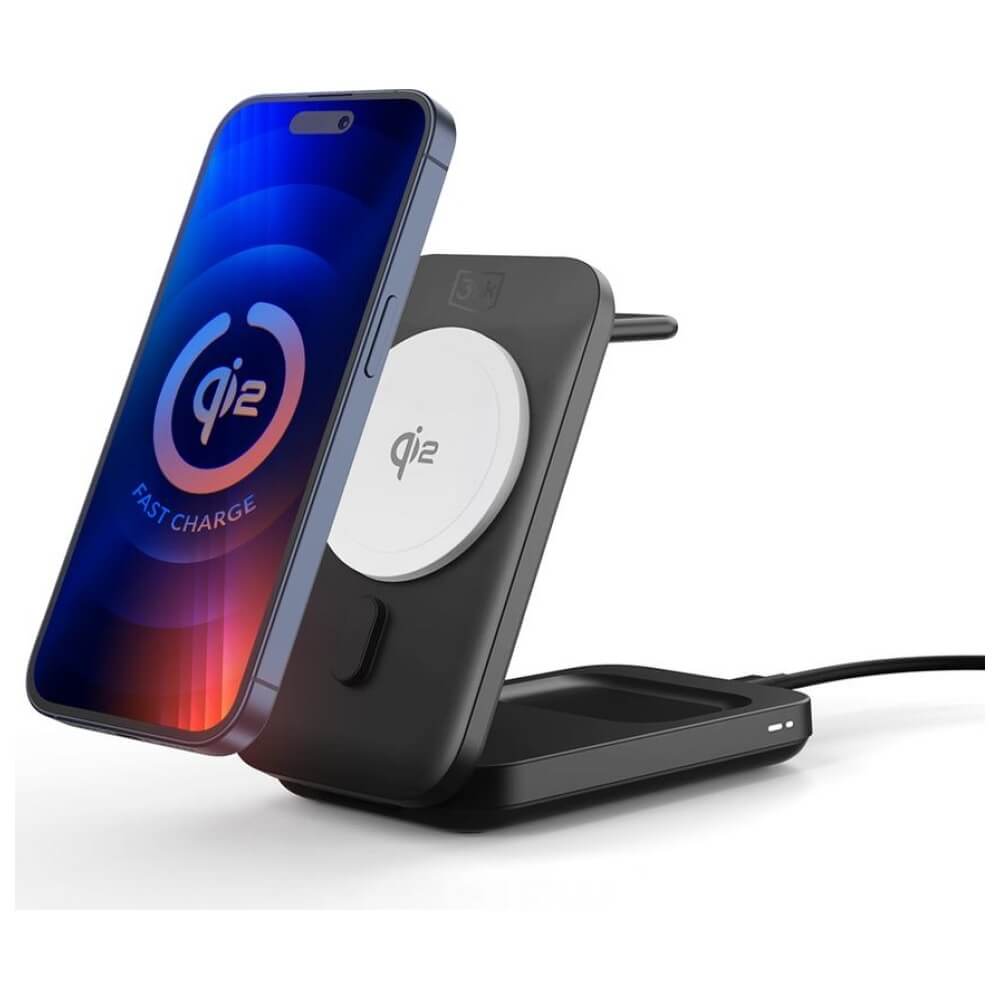 3MK 3in1 Ασύρματος Φορτιστής MagRocket Qi2 για Smartphones και Apple Watch και Airpods 15W - Black