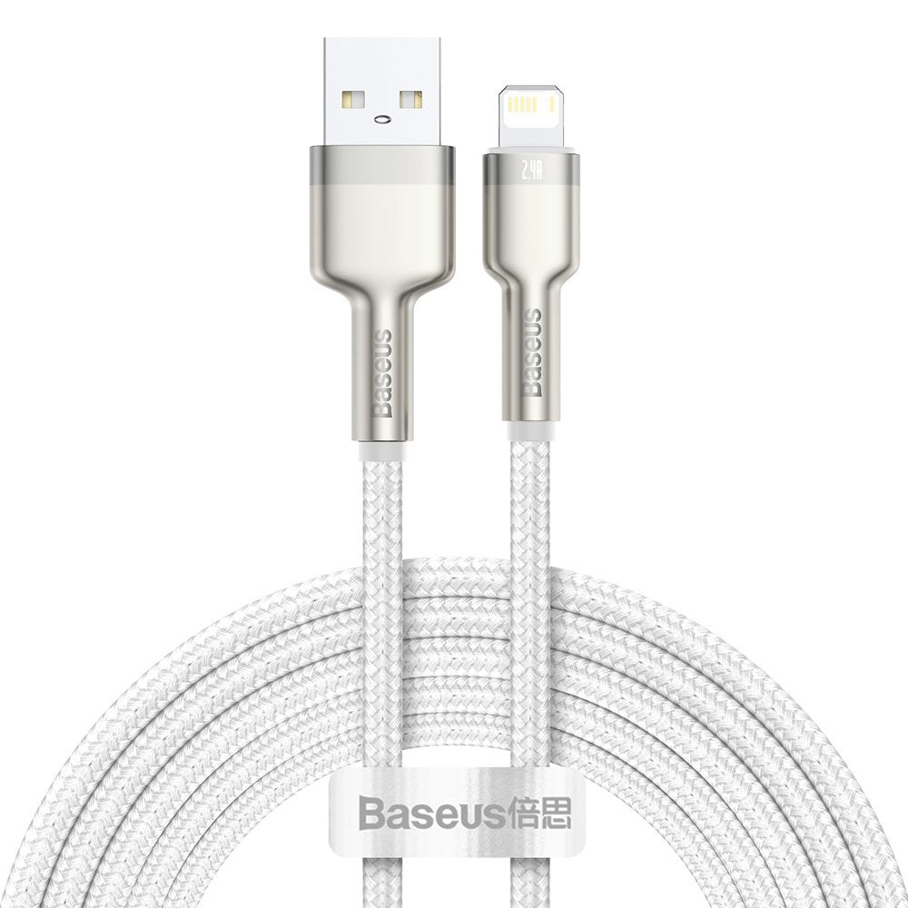 Baseus Cafule Metal Cable Lightning 2.4A - Καλώδιο Δεδομένων και Φόρτισης Lightning 2M - White - CALJK - B02