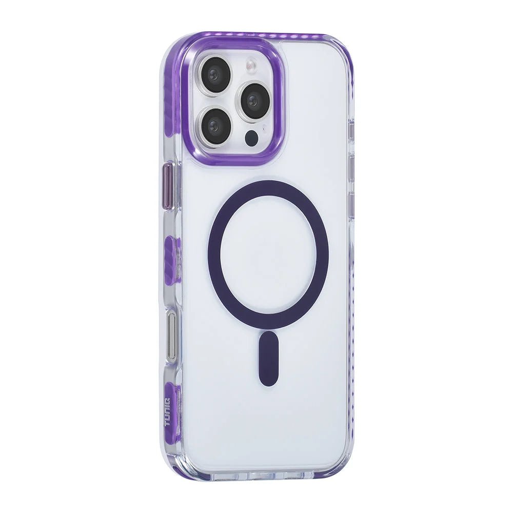 Tuniq iPhone 16 Pro Max - MagSafe Σκληρή Θήκη με Πλαίσιο Σιλικόνης και Λουράκι - Διάφανη / Purple