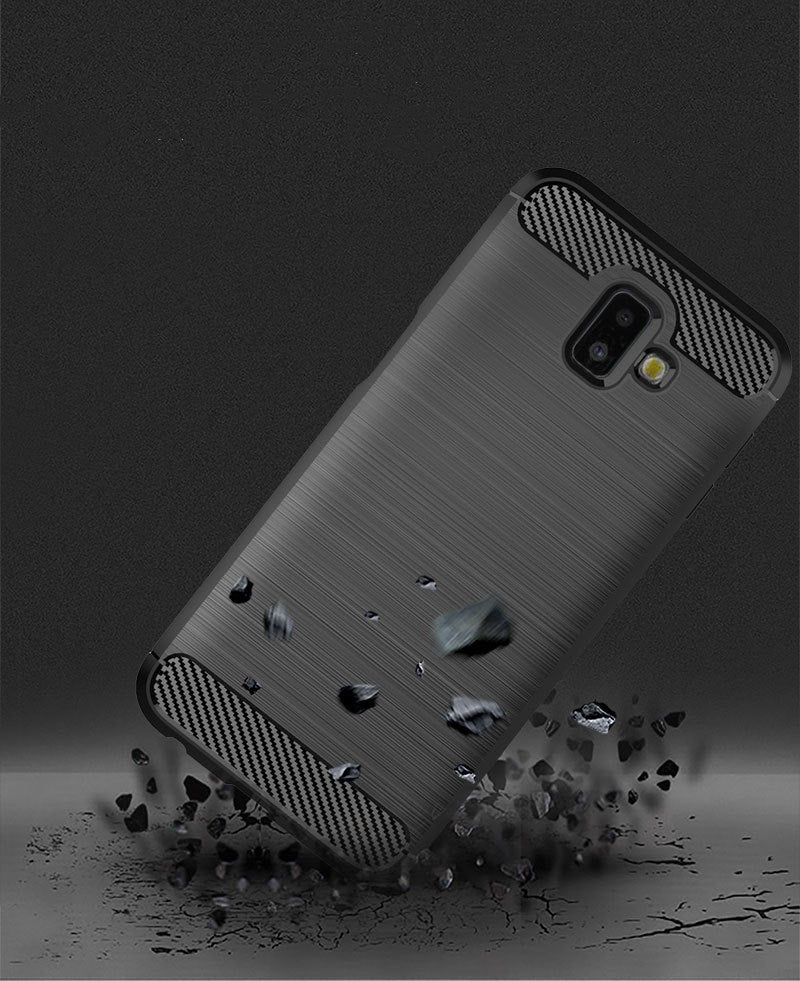 OEM Samsung Galaxy J6 Plus 2018 Θήκη Rugged Carbon TPU - Black