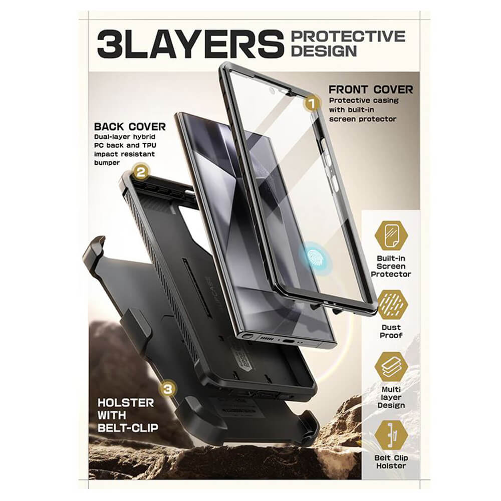 Supcase Samsung Galaxy S24 Ultra Unicorn Beetle Pro 2 Σκληρή Θήκη με Προστασία Οθόνης και Stand - Titan Gray