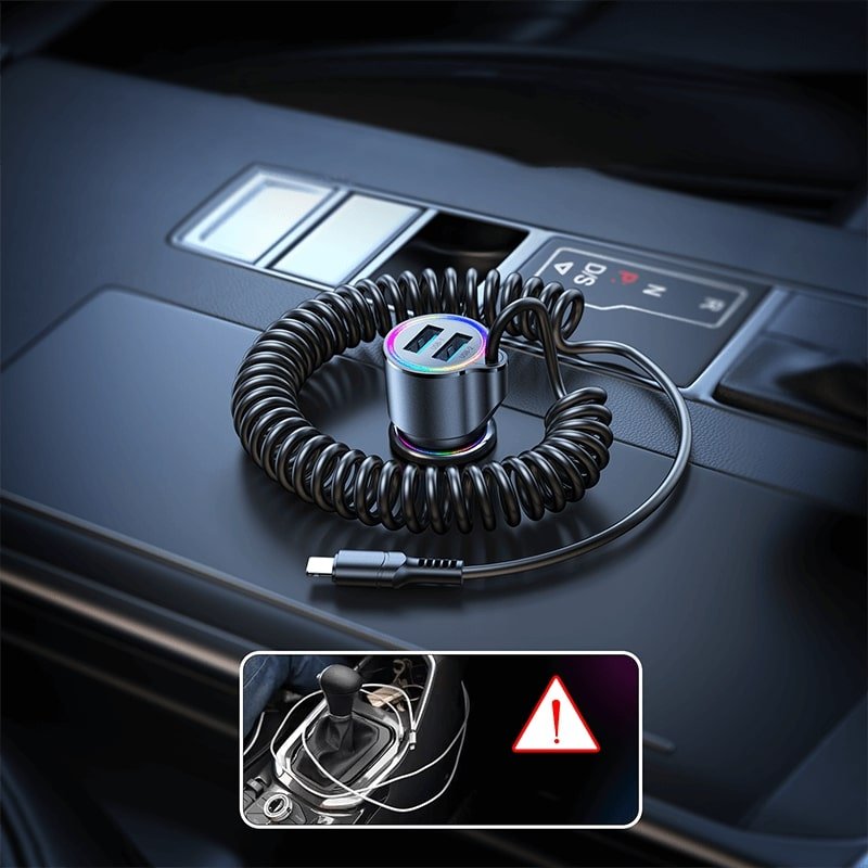 Joyroom JR - CL25 3in1 Fast Car Charger 17W Φορτιστής Αυτοκινήτου με 2 Θύρες USB και Καλώδιο Lightning 1.5m - Black